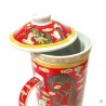 Tisanière & filtre en porcelaine DOUbLE DRAGONS rouge