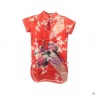 Robe enfant imprimé FLEURS & PAON rouge