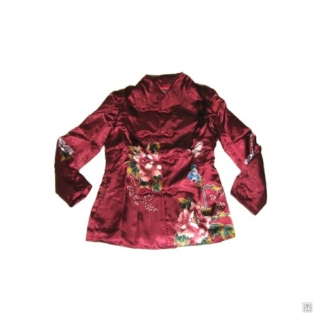 Veste FLEURS & PAPiLLON bordeaux 100% viscose