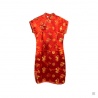 Robe chinoise (qipao 旗袍) courte manches courtes ROUGE motif 3 AMiS OR (50% soie & 50% polyester) 